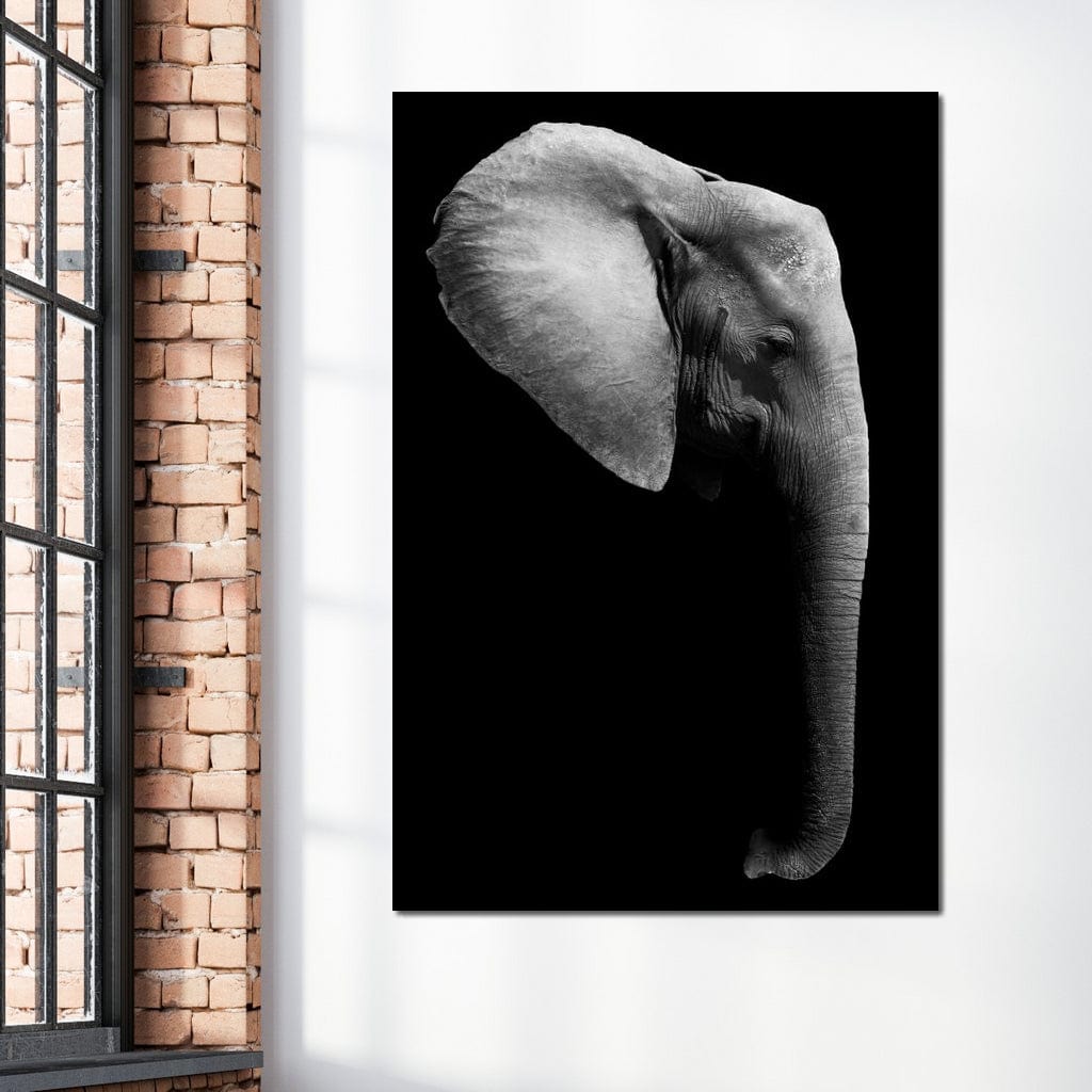 Black and White Elephant Head Canvas Wall Art