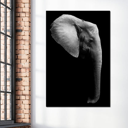 Black and White Elephant Head Canvas Wall Art