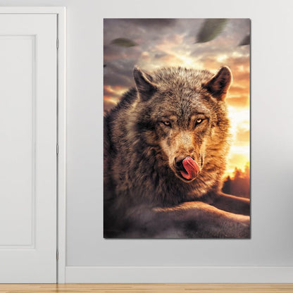 Wolf Sunset Canvas Wall Art