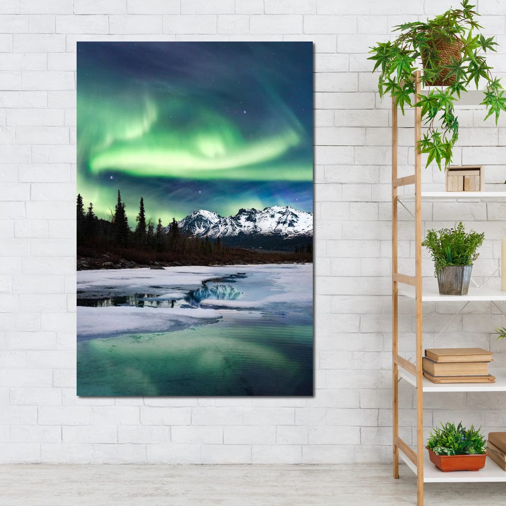 Northern Lights Landscape Canvas Wall Art