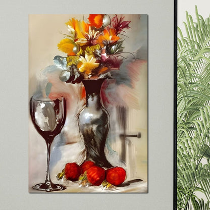 Abstract Wine & Flowers 02 Canvas Wall Art