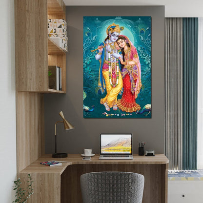 Radha & Krishna Couple Canvas Wall Art