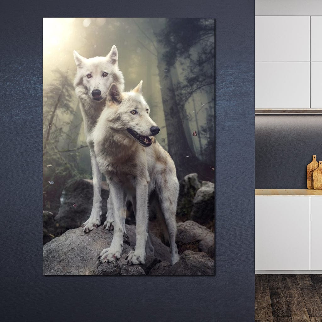 Double Wolves Canvas Wall Art