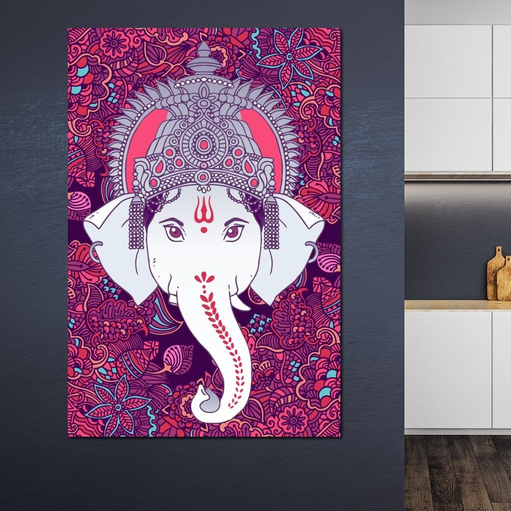 Hindu Lord Ganesha in Pink Canvas Wall Art