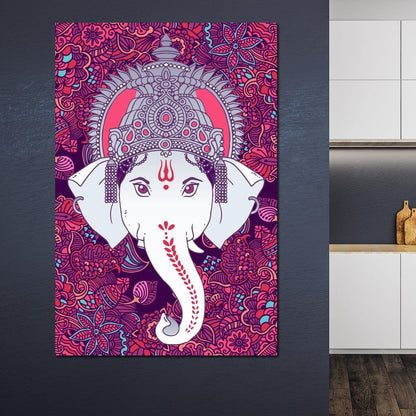 Hindu Lord Ganesha in Pink Canvas Wall Art