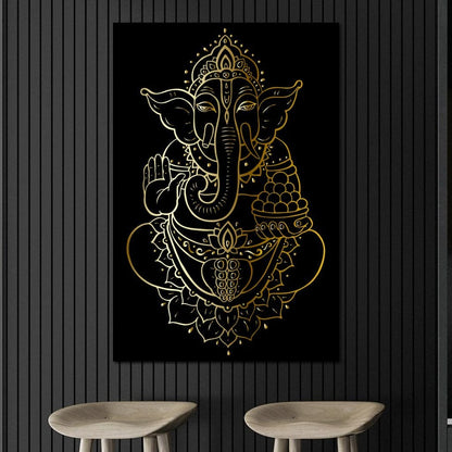 Golden Ganesha Canvas Wall Art