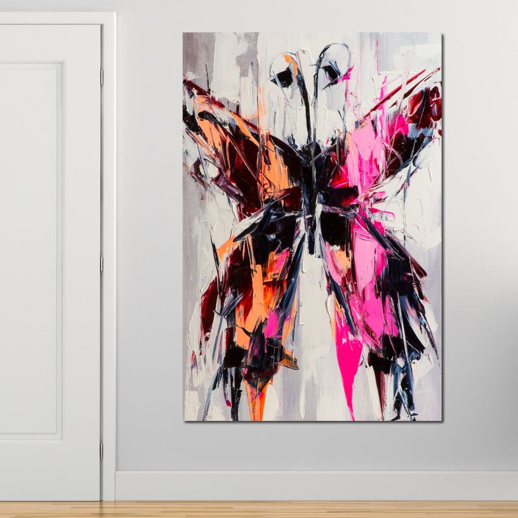 Orange & Pink Butterfly Canvas Wall Art