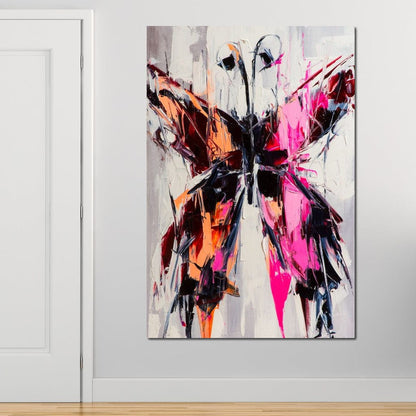 Orange & Pink Butterfly Canvas Wall Art