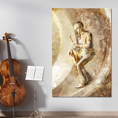 Playing the Saxophone Canvas Wall Art