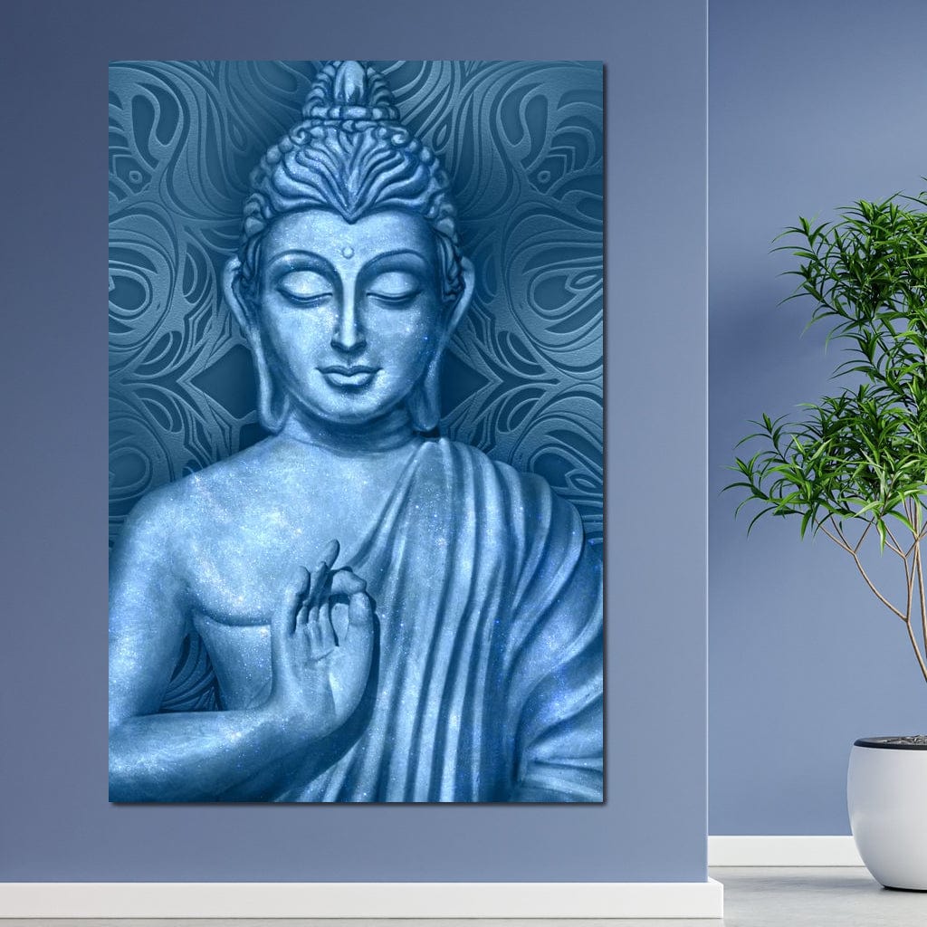 Blue Meditating Buddha Canvas Wall Art