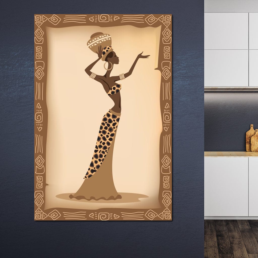 Traditional African Woman With Leopard Dress Canvas Wall Art