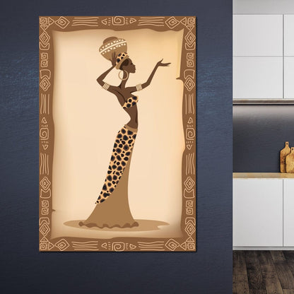 Traditional African Woman With Leopard Dress Canvas Wall Art