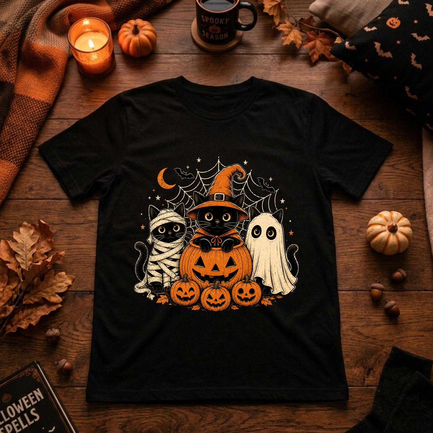Verkleidete Kätzchen und Kürbisse T-Shirt