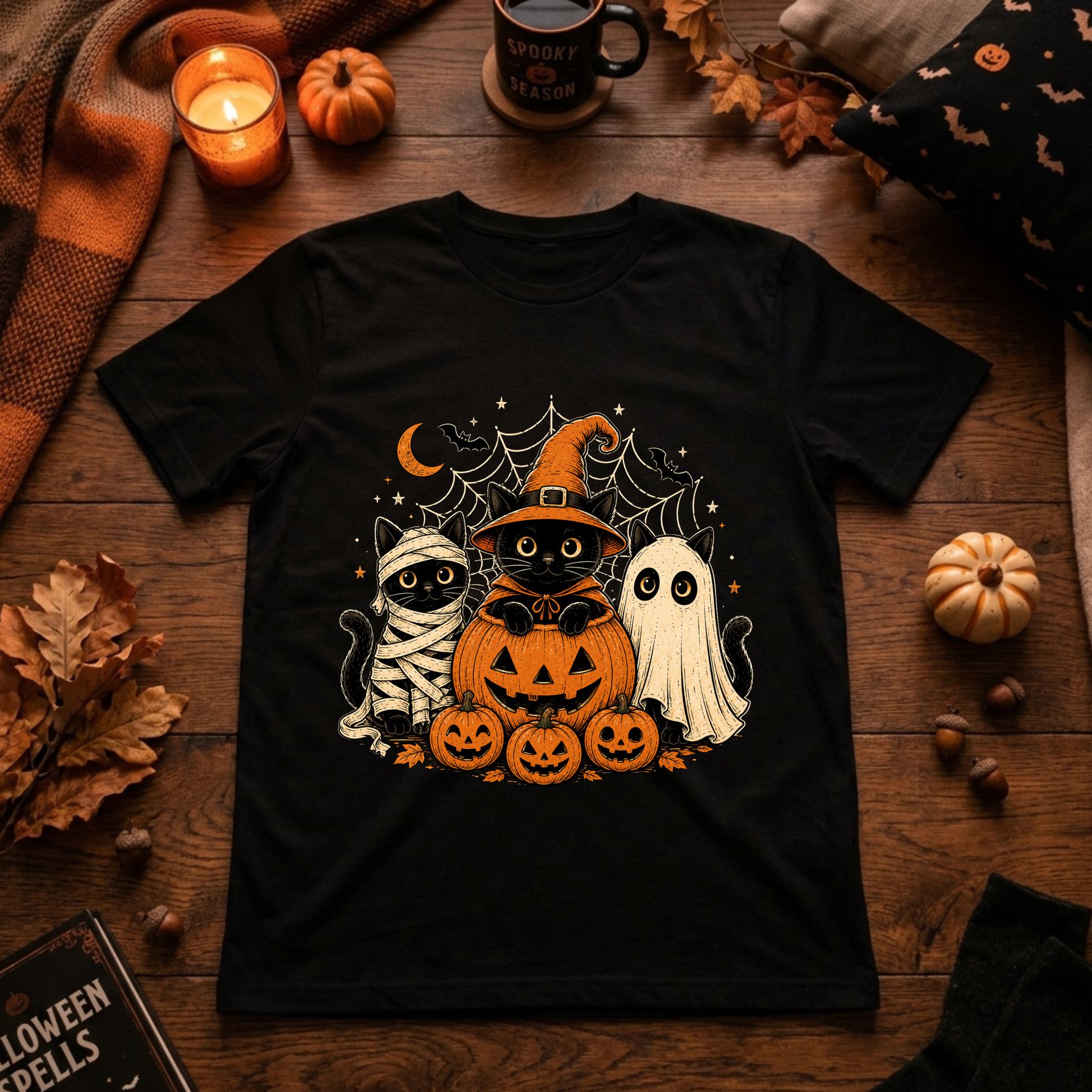 Verkleidete Kätzchen und Kürbisse T-Shirt