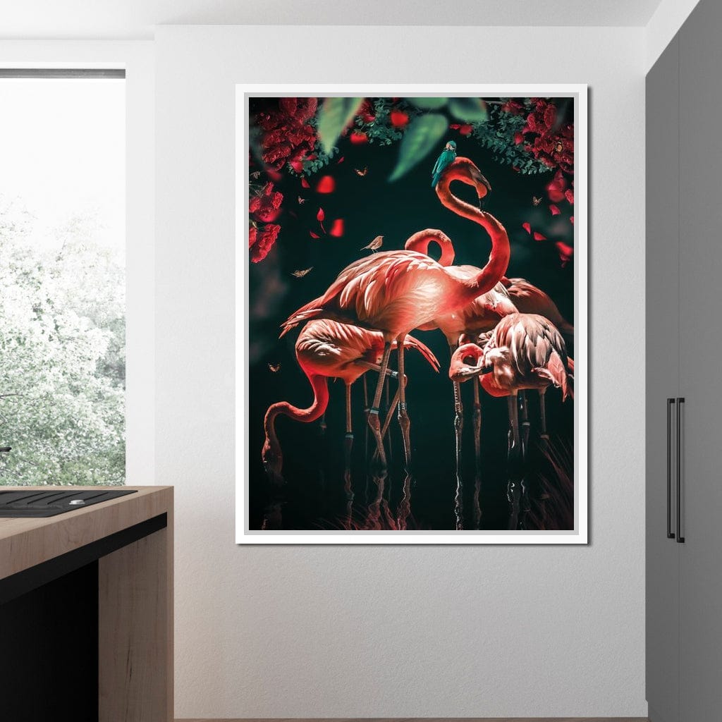 Glowing Flamingo Canvas Wall Art