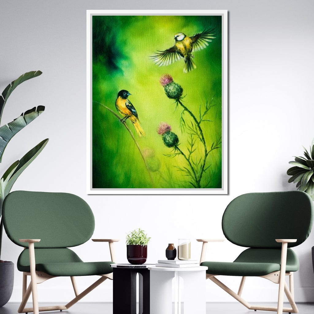 Emerald Songbirds Canvas Wall Art