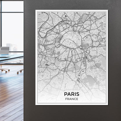 Map of Paris, France Canvas Wall Art
