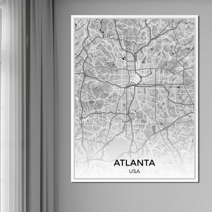 Map of Atlanta, USA Canvas Wall Art