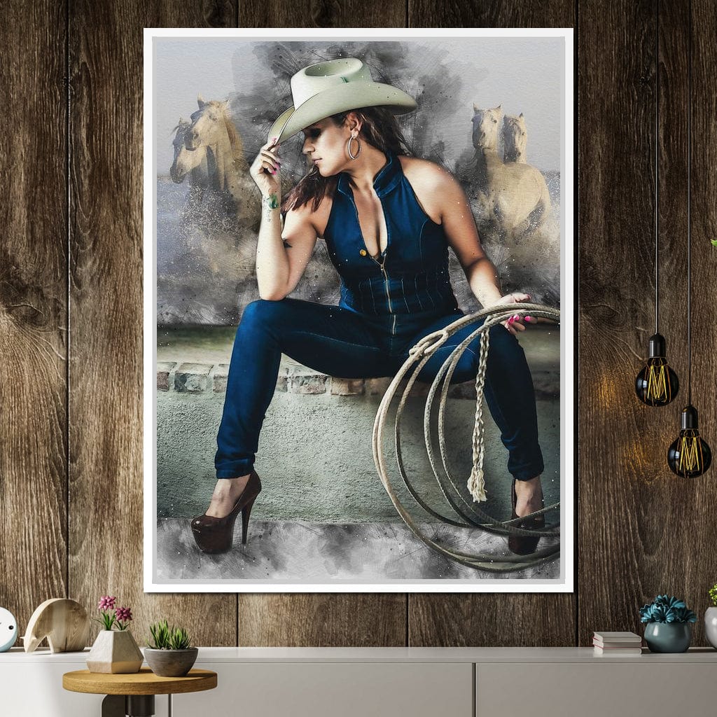 Sexy CowGirl Canvas Wall Art