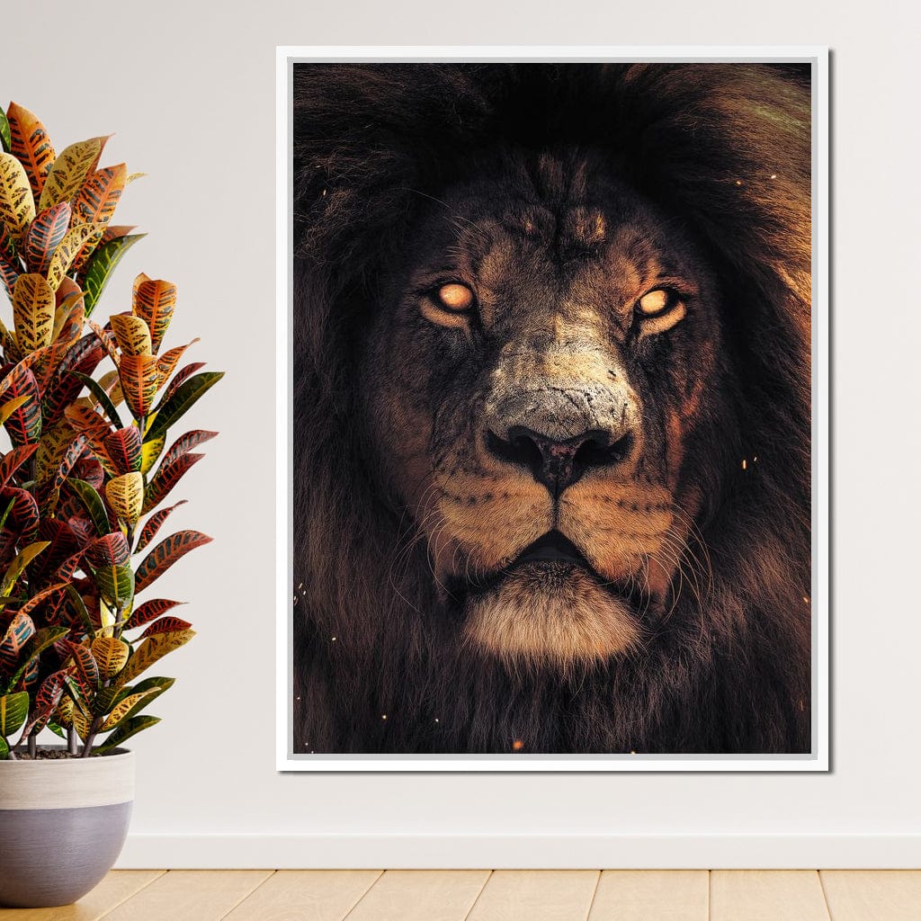 Scary Lion Canvas Wall Art