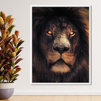 Scary Lion Canvas Wall Art