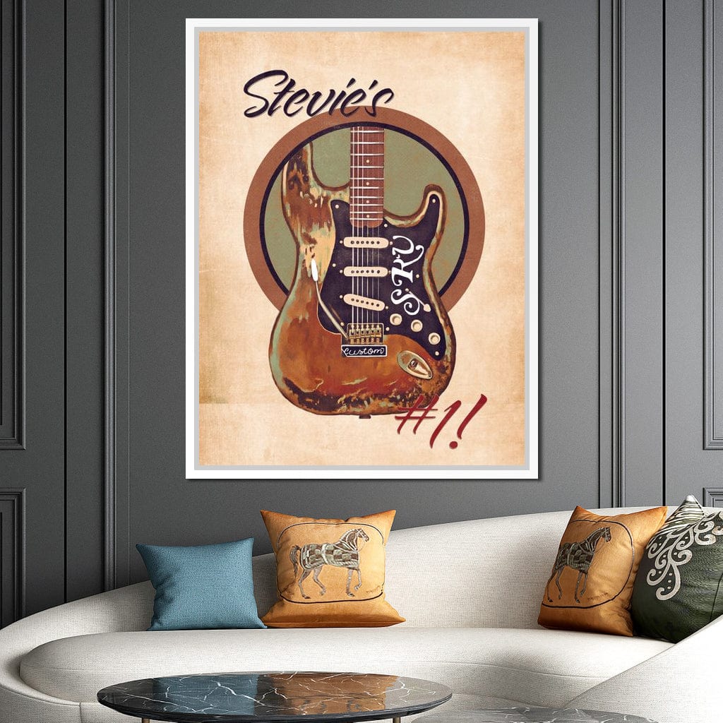 Stevie Ray Vaughan's Guitar Retro Canvas Wall Art