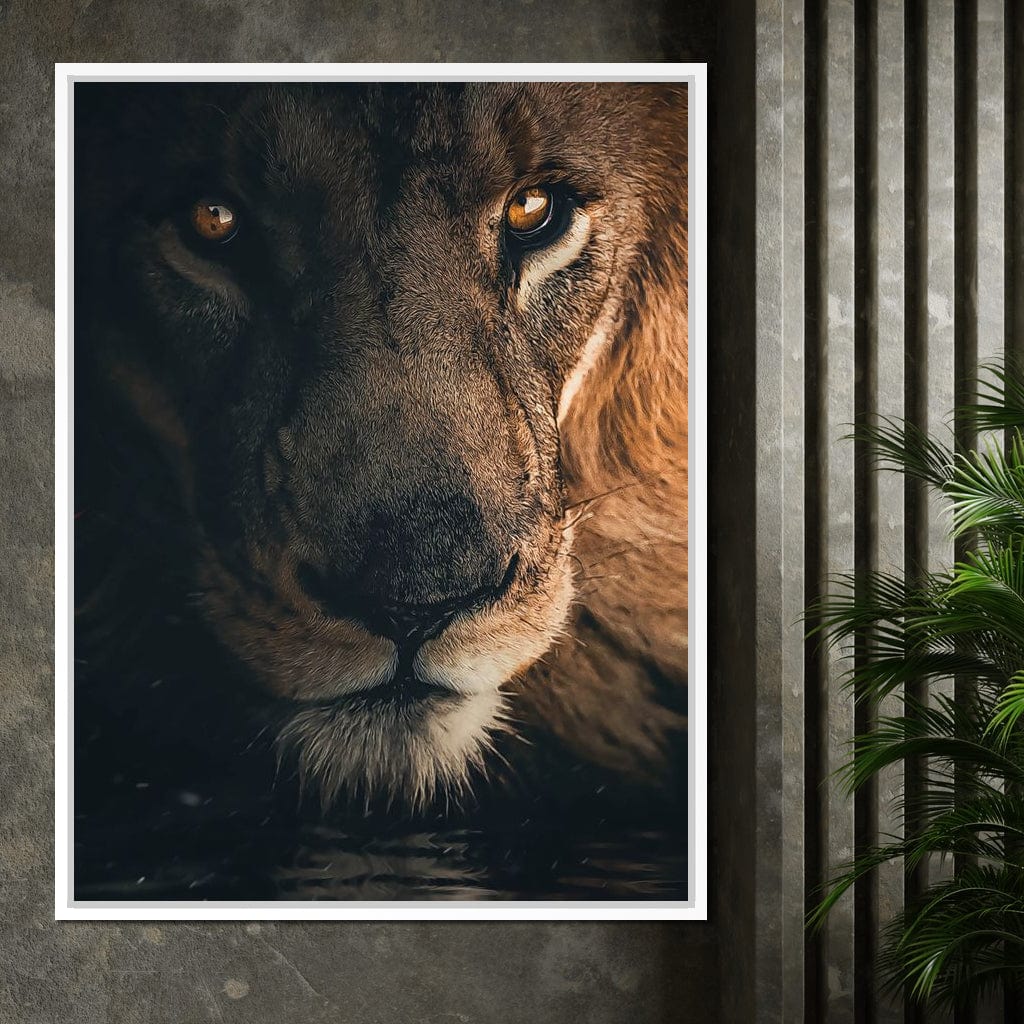 Lion Portrait Water Canvas Wall Art
