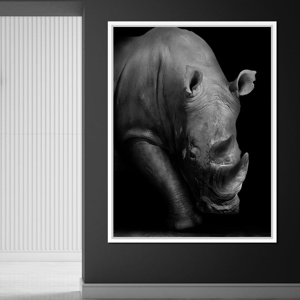 Black and White Rhino Canvas Wall Art
