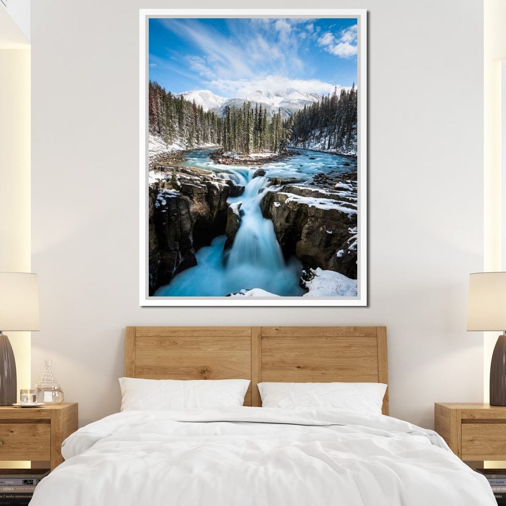 Snowy Sunwapta Falls Canvas Wall Art
