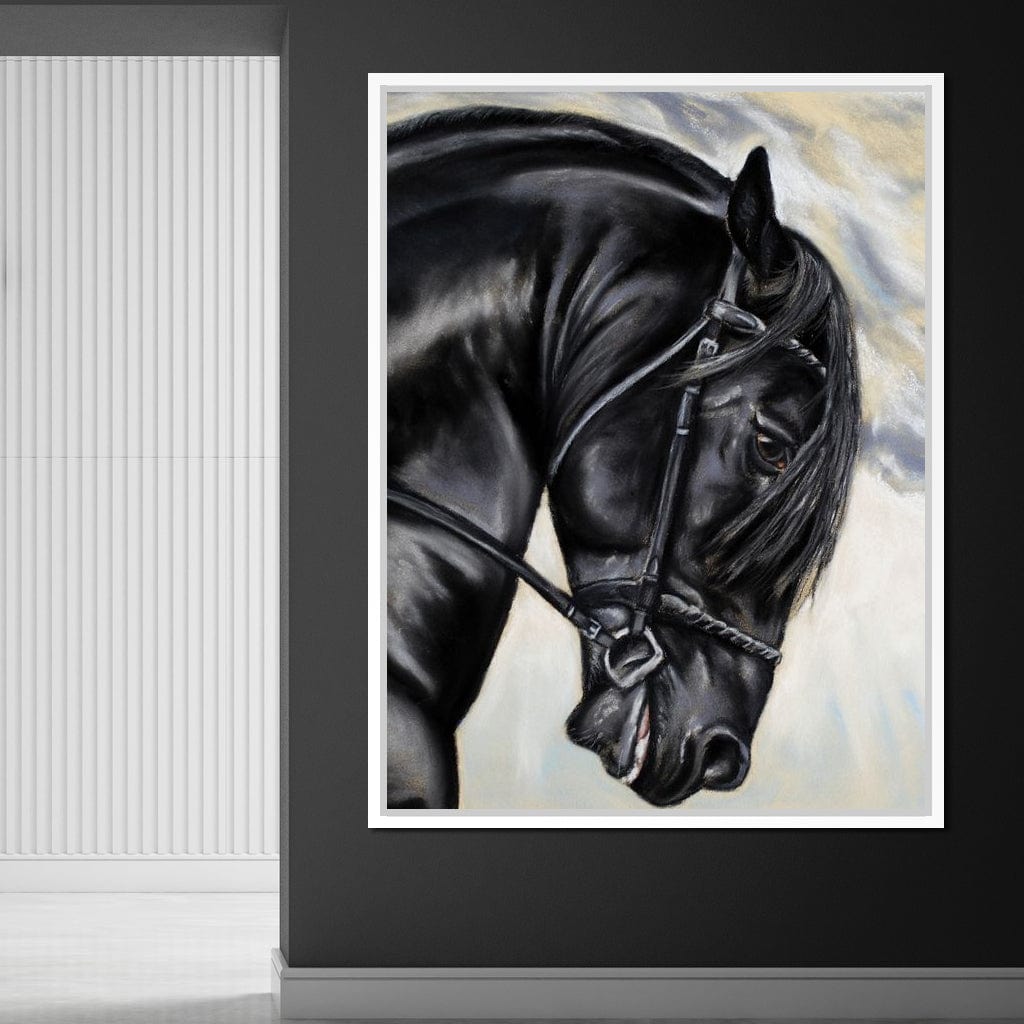 Black Friesian Horse Canvas Wall Art