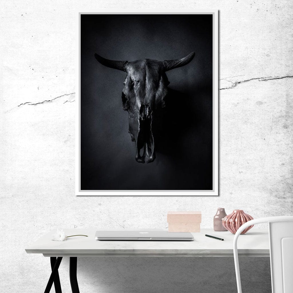 Black Bull Skull Canvas Wall Art