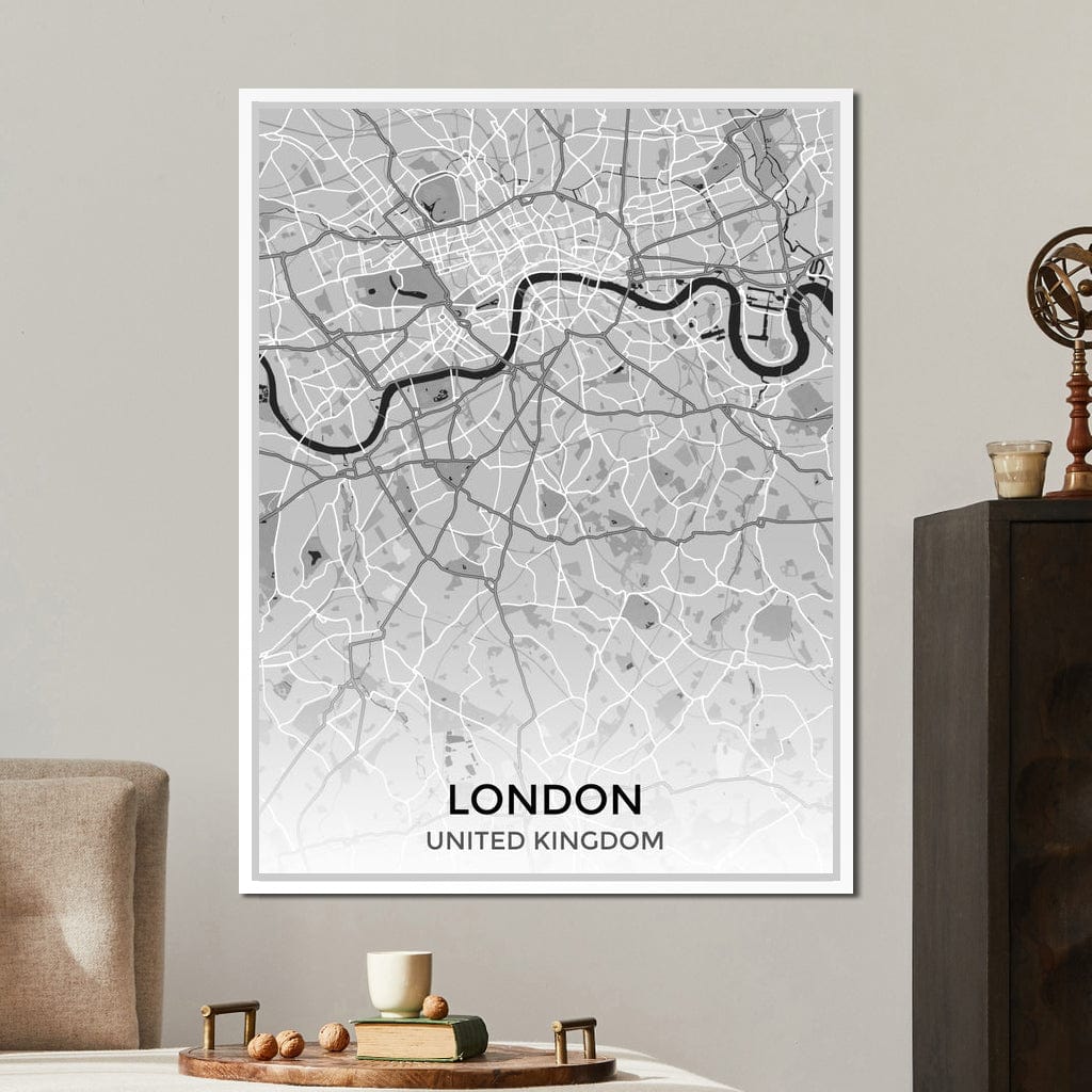 Map of London, UK Canvas Wall Art