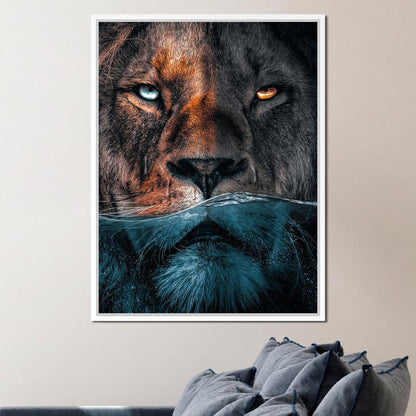 Diving Lion Canvas Wall Art