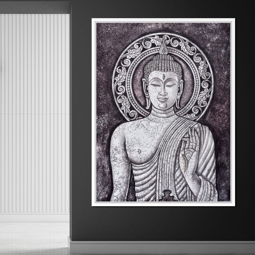 Grey Stone Buddha Canvas Wall Art