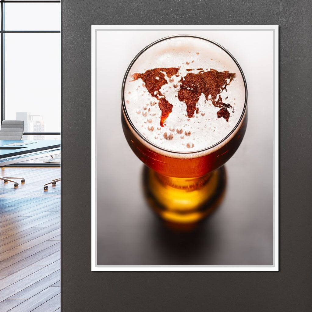 World Map Beer Canvas Wall Art