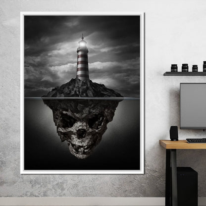 Skull Lighthouse Canvas Wall Art