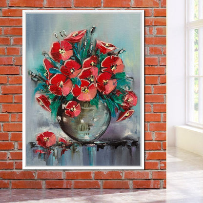 Vase with Poppies Canvas Wall Art