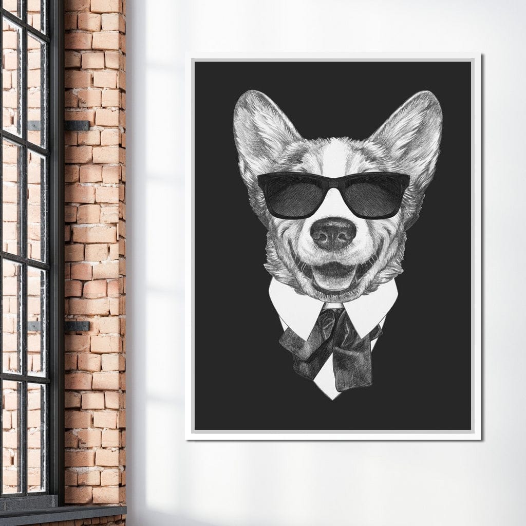 Dressed Up Corgi Canvas Wall Art