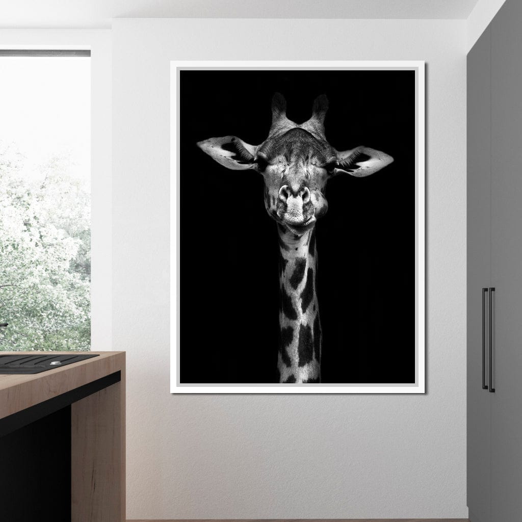 Black and White Giraffe Canvas Wall Art