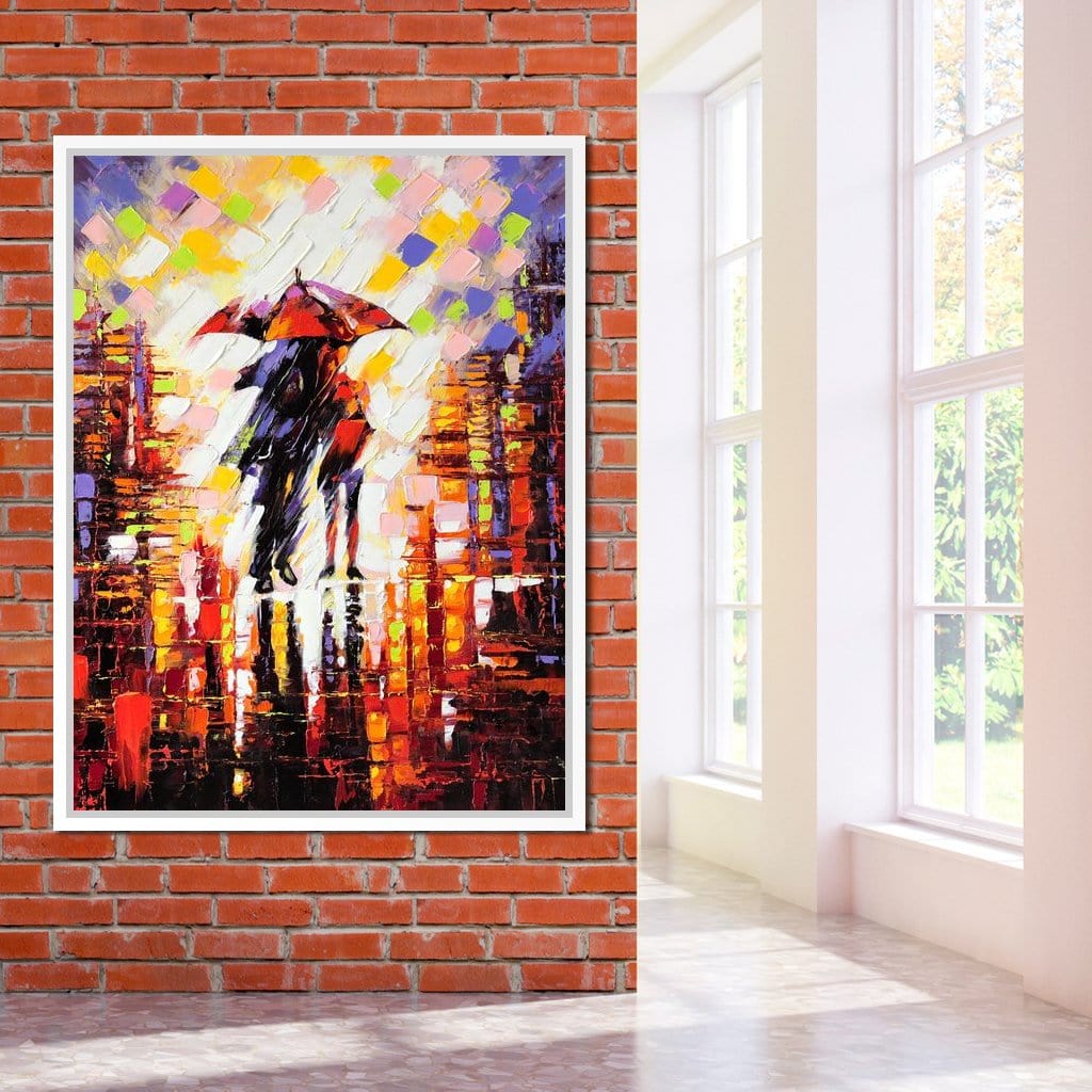 Enamoured Under The Umbrella Canvas Wall Art