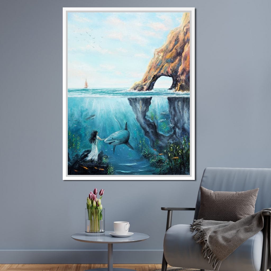 Swimming with the Shark Canvas Wall Art