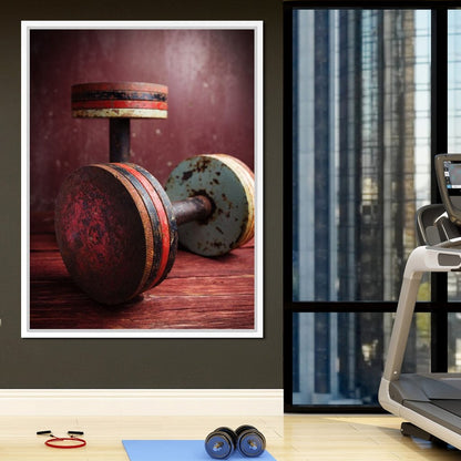 Rusty Dumbbells Canvas Wall Art