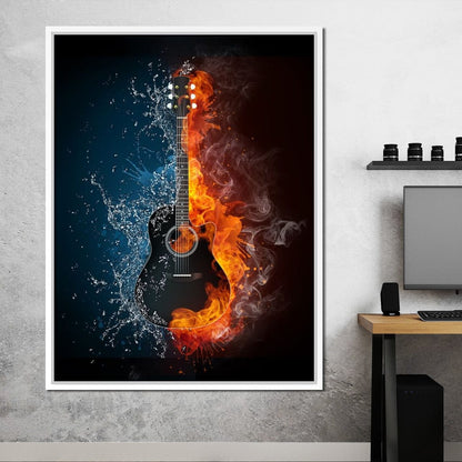 Fire & Water Guitar Canvas Wall Art