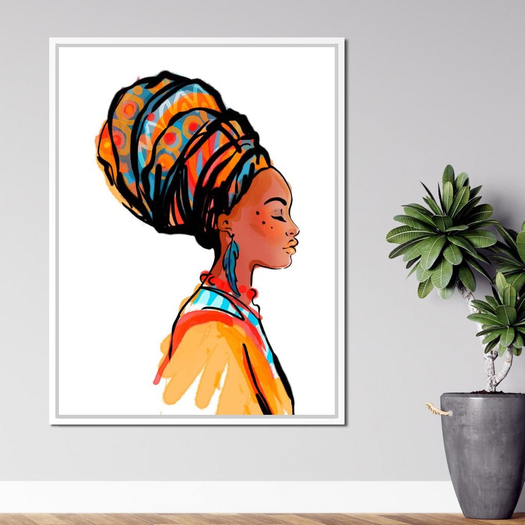 African Woman Turban Canvas Wall Art