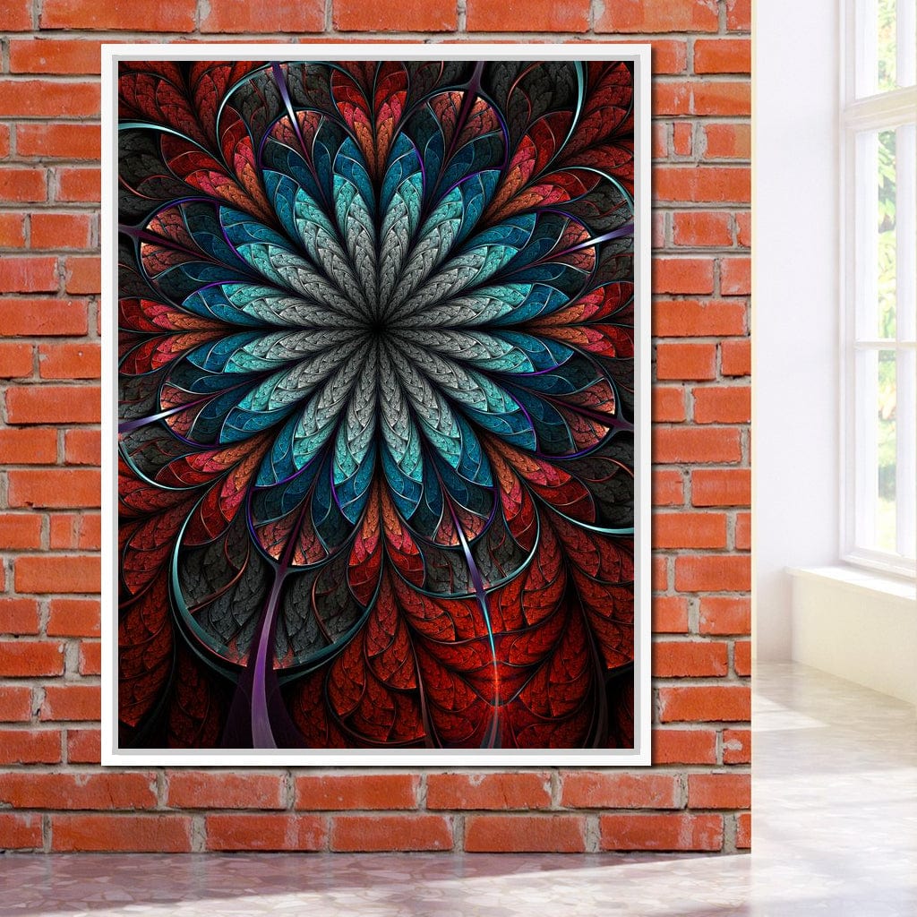 Red Shade Fractal Flower Canvas Wall Art
