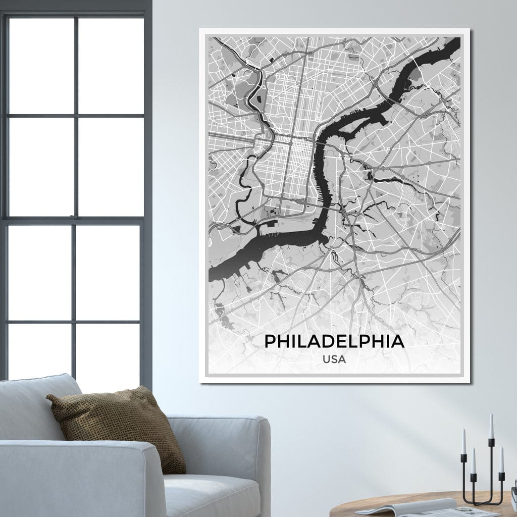 Map of Philadelphia, USA Canvas Wall Art