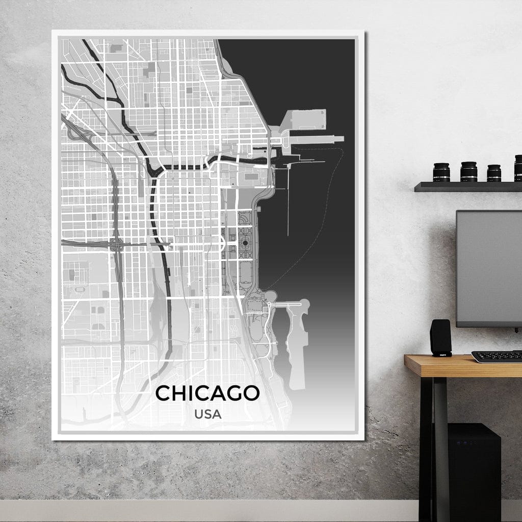 Map of Chicago, USA Canvas Wall Art