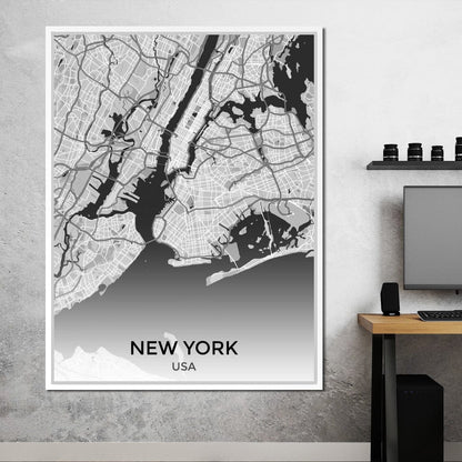 Map of New York City, USA Canvas Wall Art