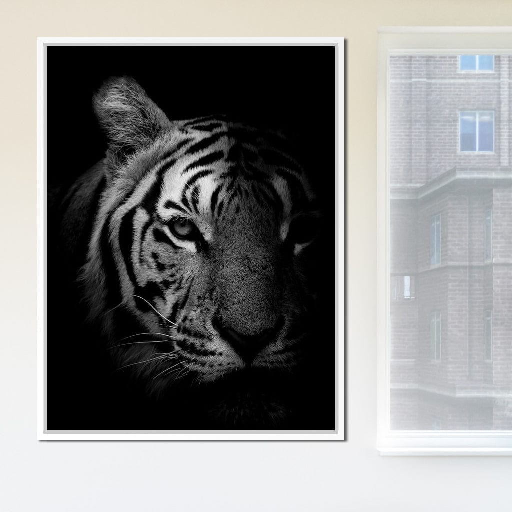 Black and White Fading Tiger Canvas Wall Art