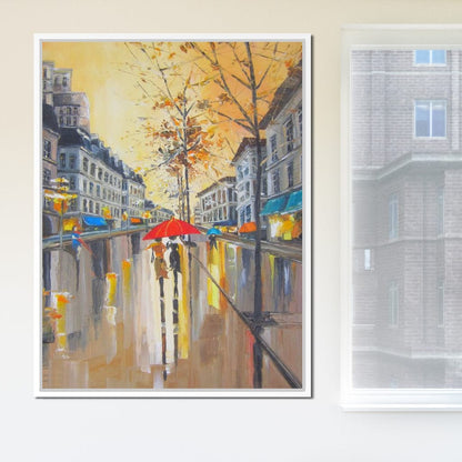 Rain in Boston Canvas Wall Art